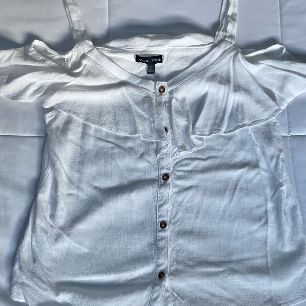 Moa Moa linen off the shoulder tank top, color: white, size: medium